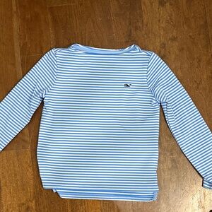 Vineyard Vines Kids Blue and White Striped Long Sleeve Tee